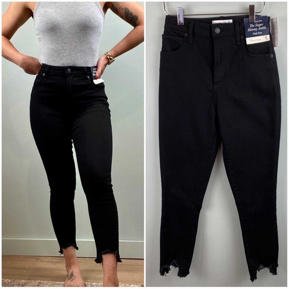 NWT Black Abercrombie high rise The Super Skinny Ankle curve love jeans size 26s